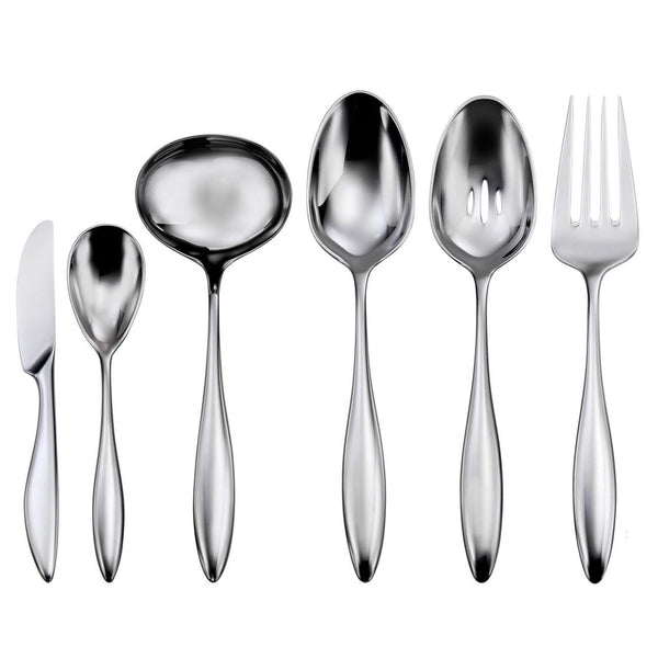 Oneida Asteria 6 Piece Hostess & Serving Set - Heavy 18/10 Stainless Flatware - All glossy